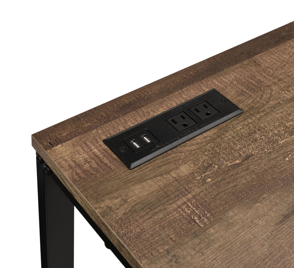 Tyrese Built-in USB Port Writing Desk, Black