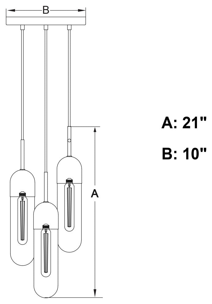 Thalia 3-Light Contemporary Pendant Light White Pill Glass, Matte Black