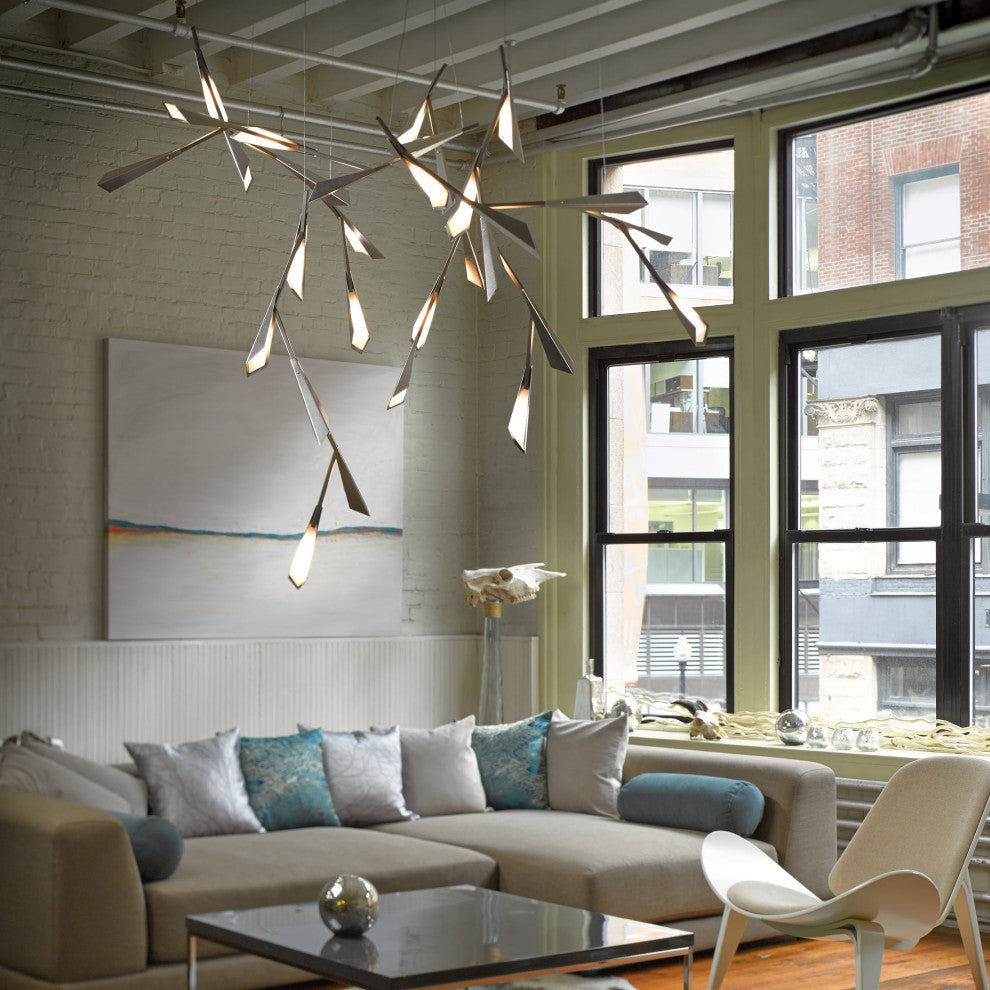 Quill Vertical LED Pendant, Sterling Finish, Sterling Shade