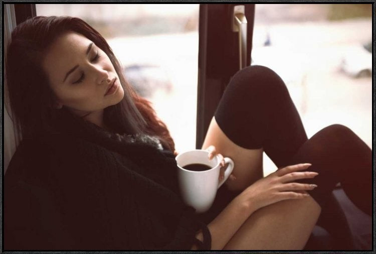"Morning Coffee" Framed Canvas Giclee by Rod Clemen, 37x25"