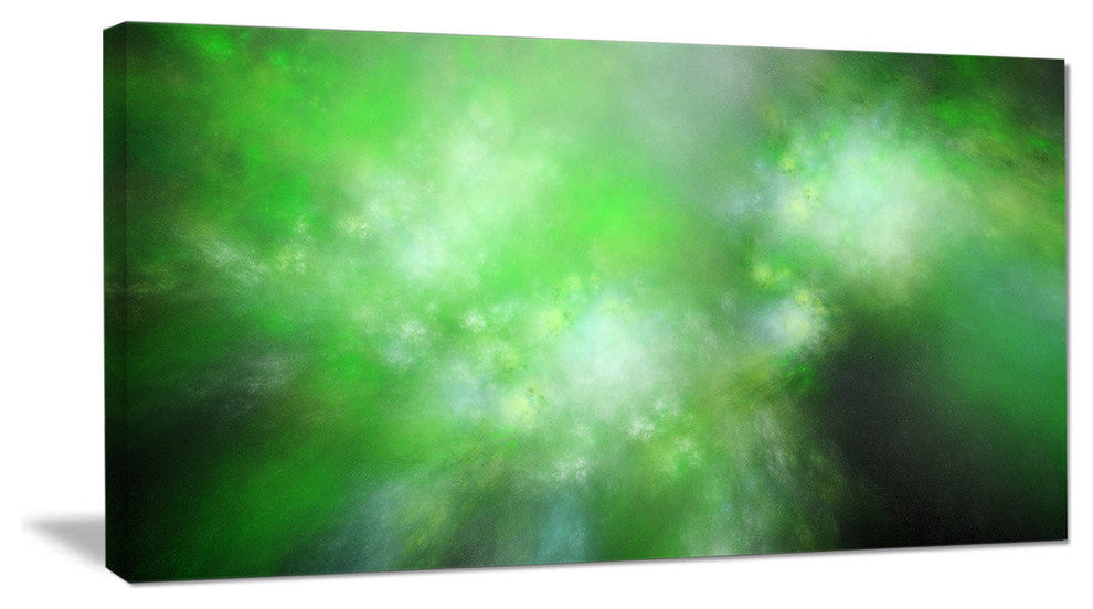 Green Blur Sky with Stars, Oversized Abstract Canvas Art Print, 60x28