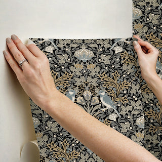 Garden Aviary Black Peel and Stick Wallpaper