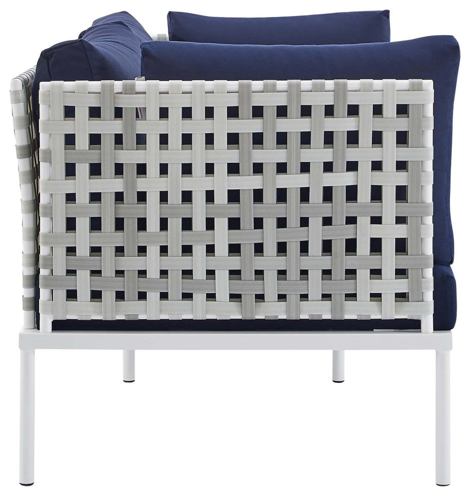Harmony 4-Piece Sunbrella Basket Weave Outdoor Patio Aluminum Seating Set