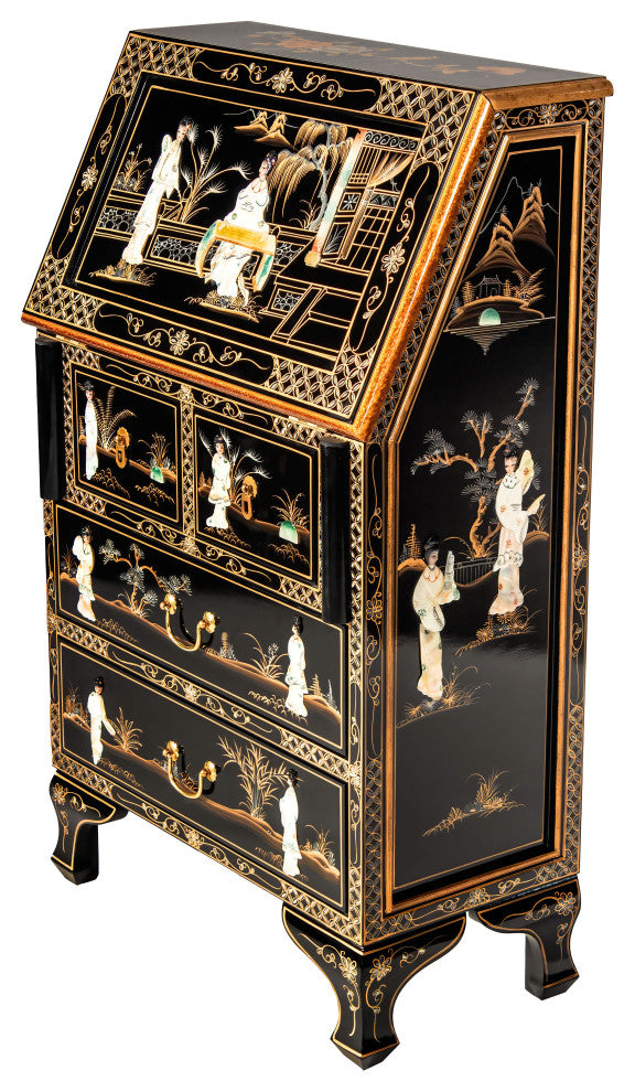 Black Lacquer Secretary Desk Royal Ladies