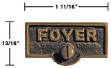 2 Switch Plate Tags FOYER Name Signs Labels Antique Brass |