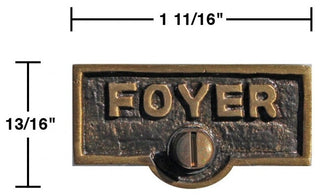 2 Switch Plate Tags FOYER Name Signs Labels Antique Brass |
