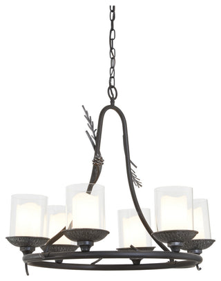 Minka Lavery Ponderosa Ridge 6 Light Outdoor Chandelier, Weathered Spruce