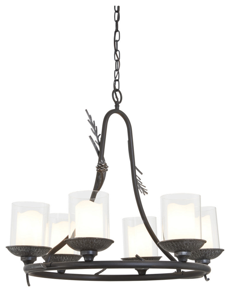 Minka Lavery Ponderosa Ridge 6 Light Outdoor Chandelier, Weathered Spruce