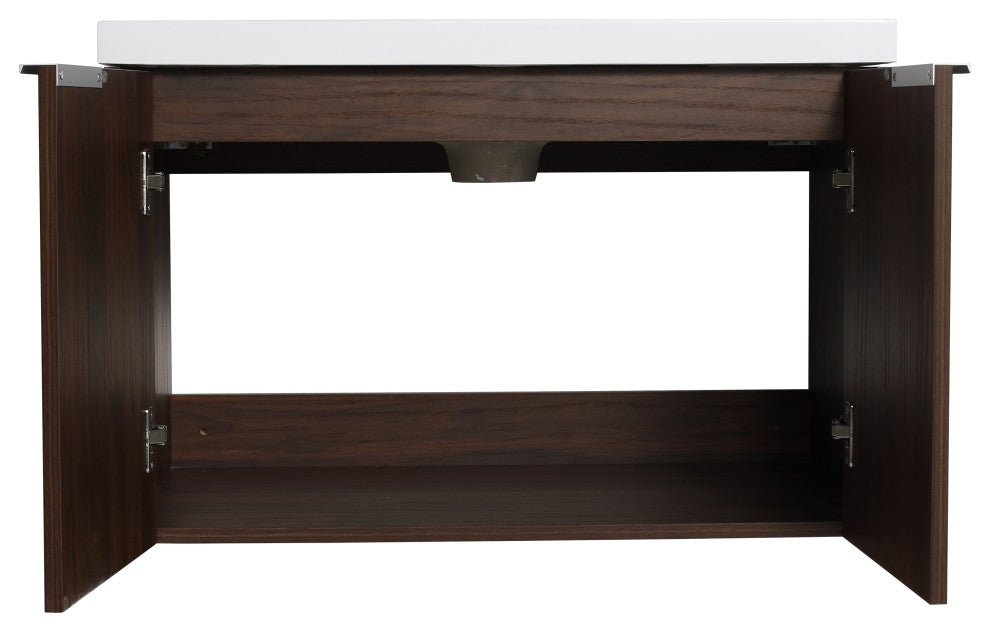 BNK 30" Bathroom Vanity with Resin Sink, Modern Design with Soft Close Doors, California  Walnut