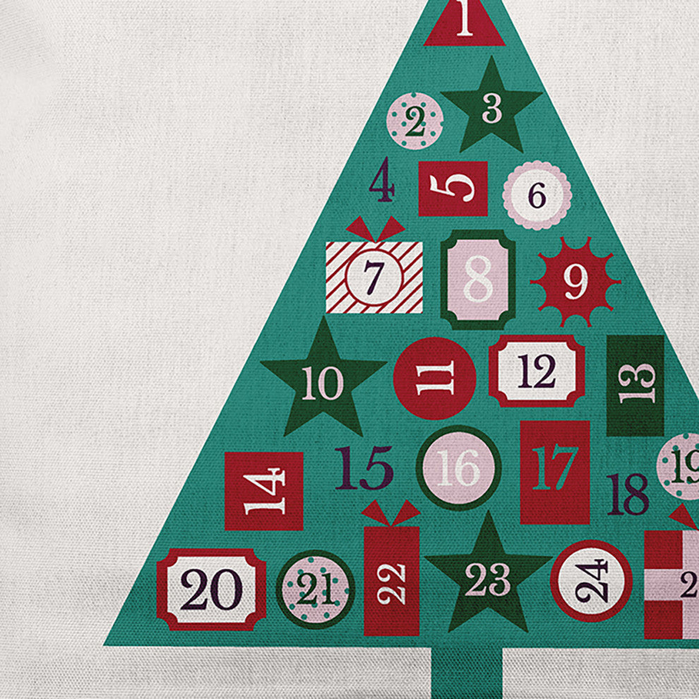 Mint Colored Christmas Calendar Christmas Polyester Throw Pillow, 18"x18"