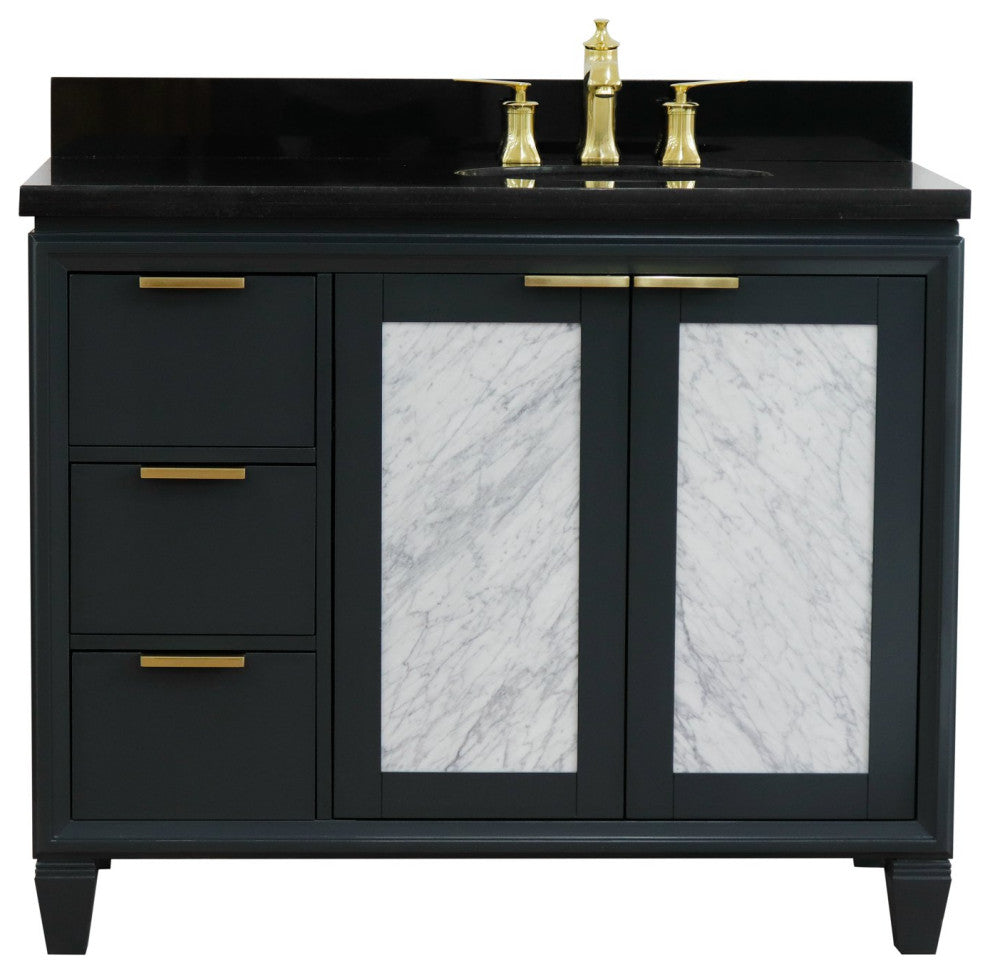 43" Single Vanity, Dark Gray Finish With Black Galaxy