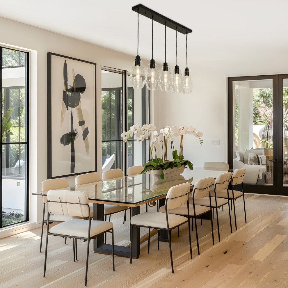 LNC Astralithos 5-Light Black Modern Clustered Kitchen Island Pendant Light