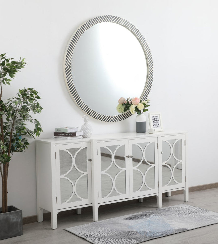 Otto Round Mirror, 48", Chevron