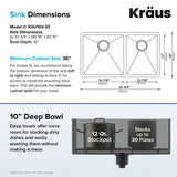 Kraus KHU103-33-100-75MB 33" 16 Gauge Undermount Stainless Steel Kitchen Sink