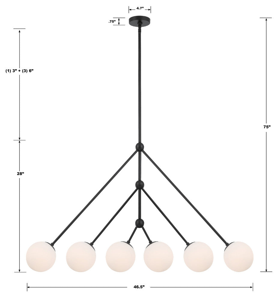 Omni 6-Light Matte Black Chandelier