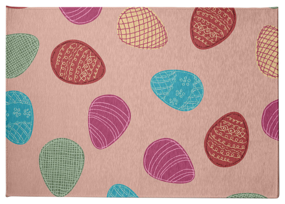 Egg Hunt Easter Chenille Rug, Sunwashed Red, 8'x10'
