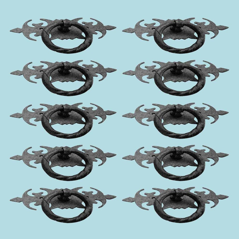 Ring Pull Cabinet Drawer Door Wrought Iron Black 3 1/2" Pack of 10