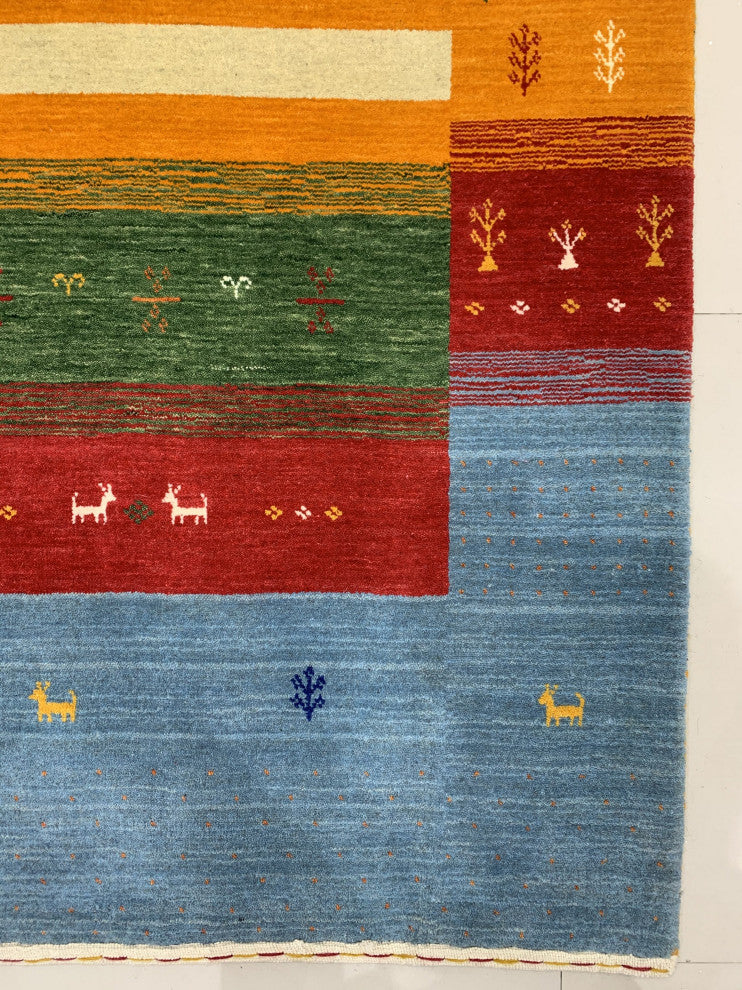 SKY BLUE Transitional Modern Gabbeh Area Rug