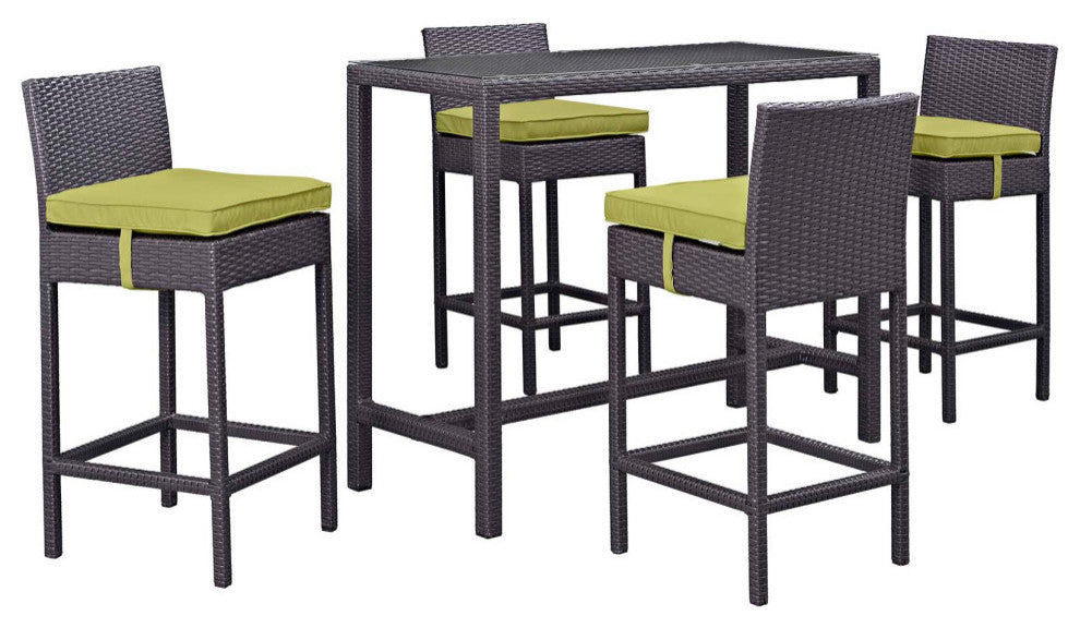 Espresso Peridot Convene 5-Piece Outdoor Patio Pub Set