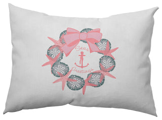 Seas and Greetings Wreath Accent Pillow, Pink Icing, 14"x20"