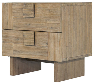 Atlantis 2-Drawer Solid Acacia Nightstand, Taupe