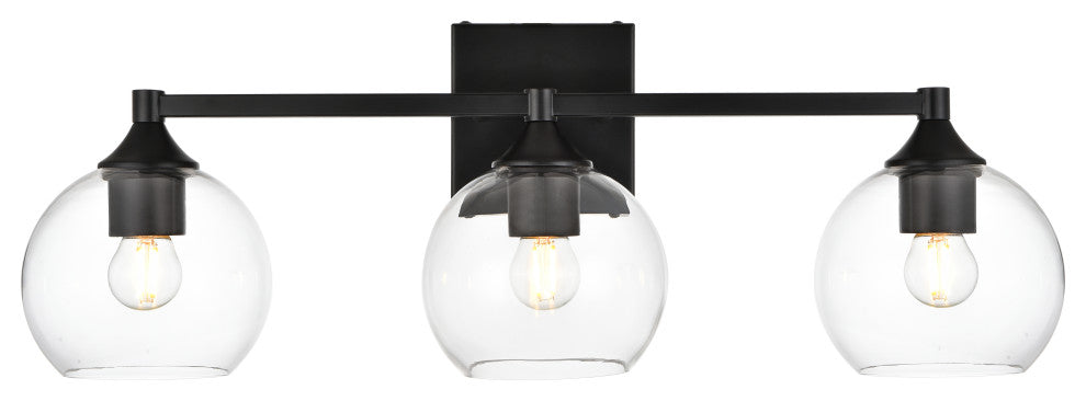 3 Light Black And Clear Bath Sconce