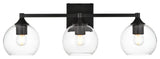 3 Light Black And Clear Bath Sconce