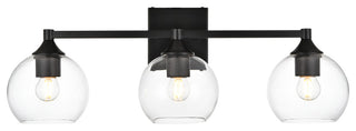 3 Light Black And Clear Bath Sconce
