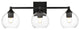 3 Light Black And Clear Bath Sconce