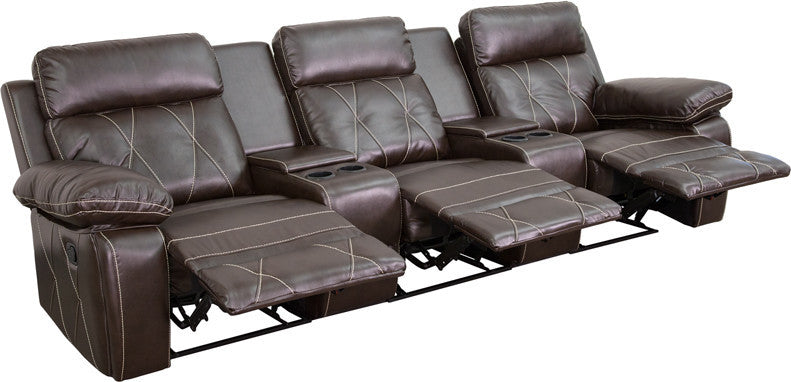 Flash Reel Comfort 3 Seat BN Theater Seating, Straight Cup - BT-70530-3-BRN-GG