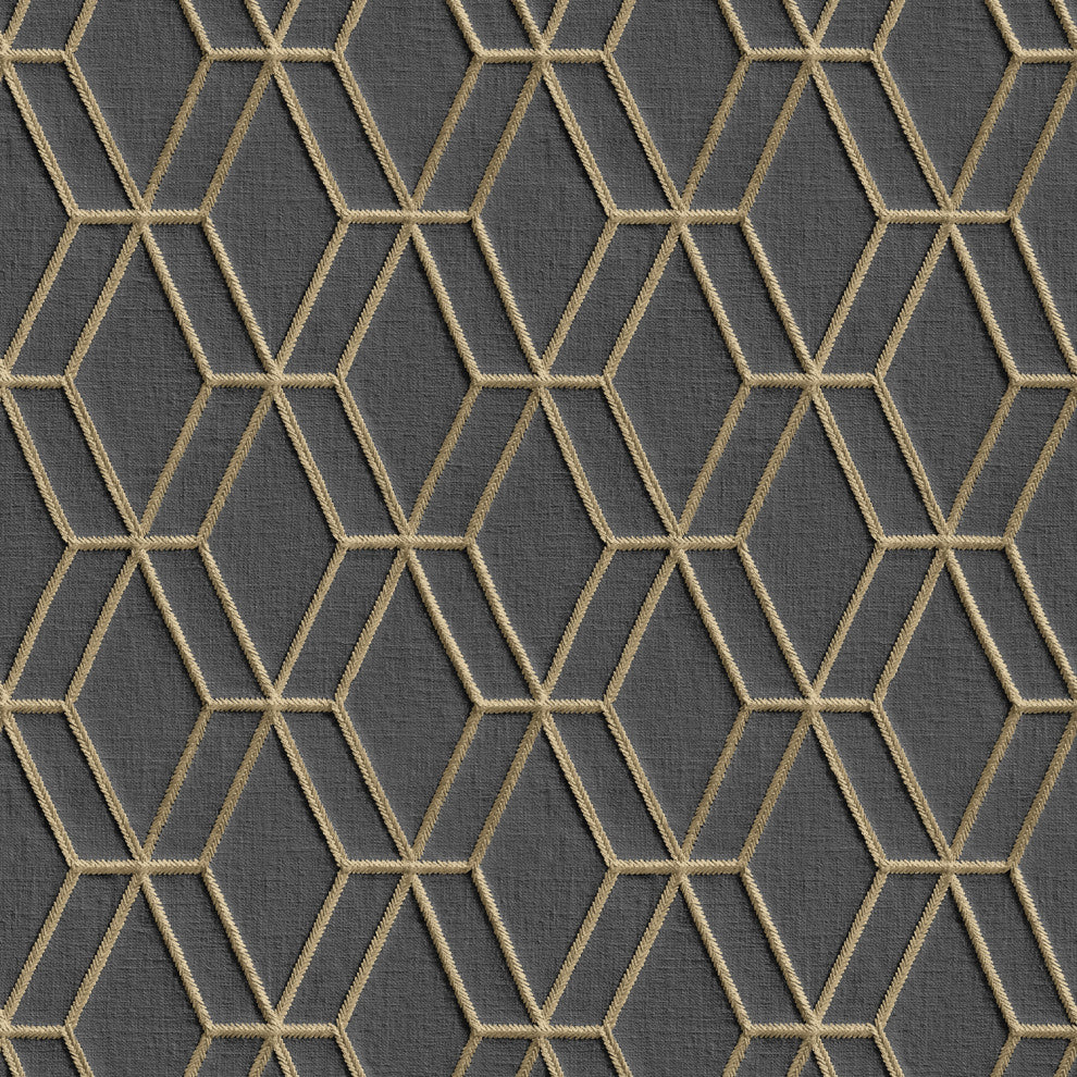 Textured Wallpaper, Rhomboid Trellis, Black Gold, 1 Roll