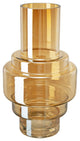 Benzara BM285598 Alma 14" Vase, Geometric Design, Amber Luster Glass Frame