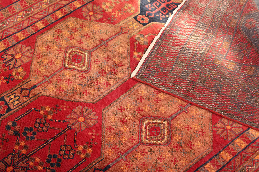 Handmade Geometric Persian Distressed Red wool 5x8 Living Room rugs