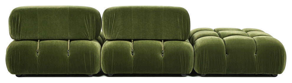 Marcel 109.5" Post-Modern Modular Chaise Sofa, Olive Green Performance Velvet
