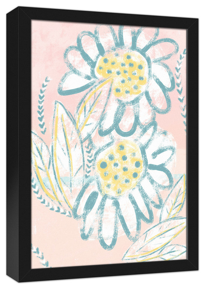 Bright Funky Florals 12x18 Black Framed Canvas