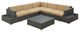 Modern Contemporary Outdoor Patio Rattan & Wicker 6 Pieces Sectional Set, Mocha