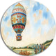 Hot Air Balloon Illustration, Digital Art Round Wall Art, 11"