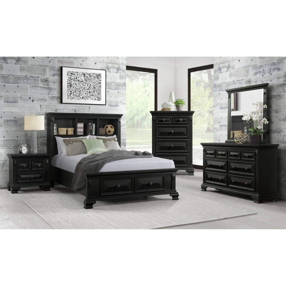 Picket House Montauk Twin Over Full Bunk Bed, Black, 5 Piece