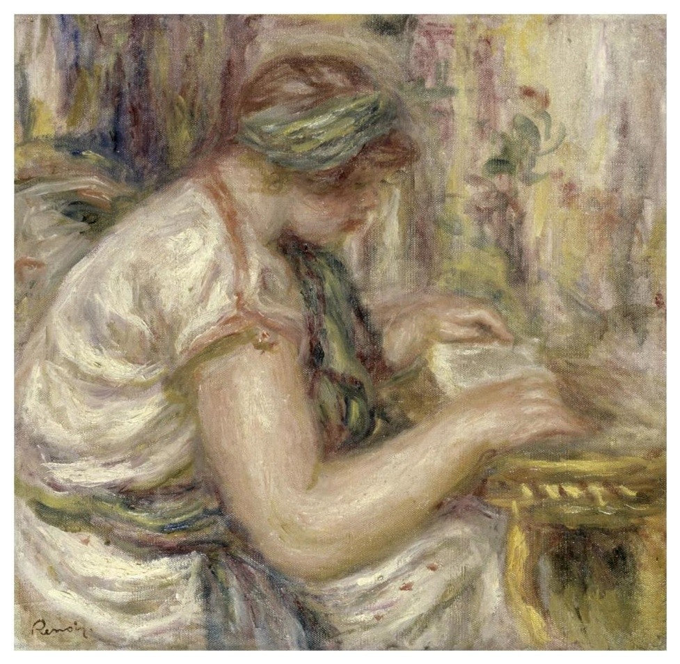 "Woman in an Arabian Blouse Reading" Print by Pierre-Auguste Renoir, 32"x31"