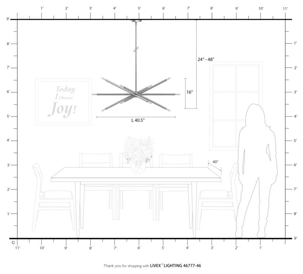 Soho 10 Light Black Chrome Linear Chandelier