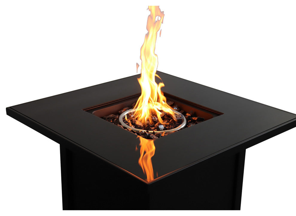 30" Outdoor Rectangle Fire Pit Table, Black
