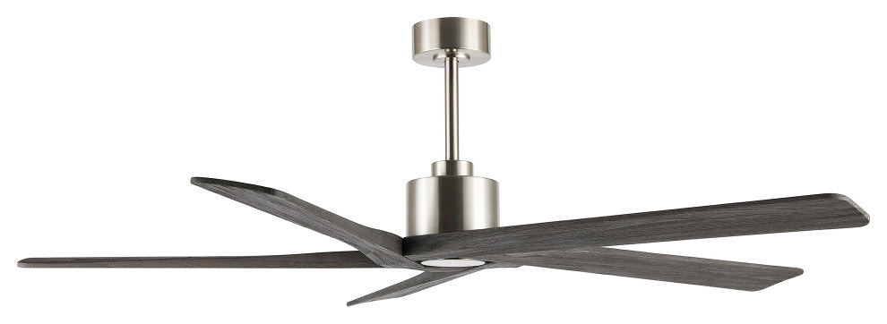 64" Reversible 5-Blade DC Ceiling Fan With Remote Control, Brushed Nickel/Gray