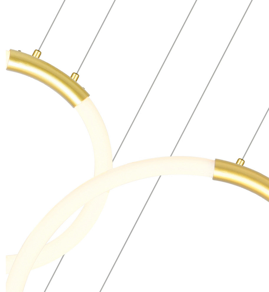 Hoops 5 Light LED Chandelier With Satin Gold Finish