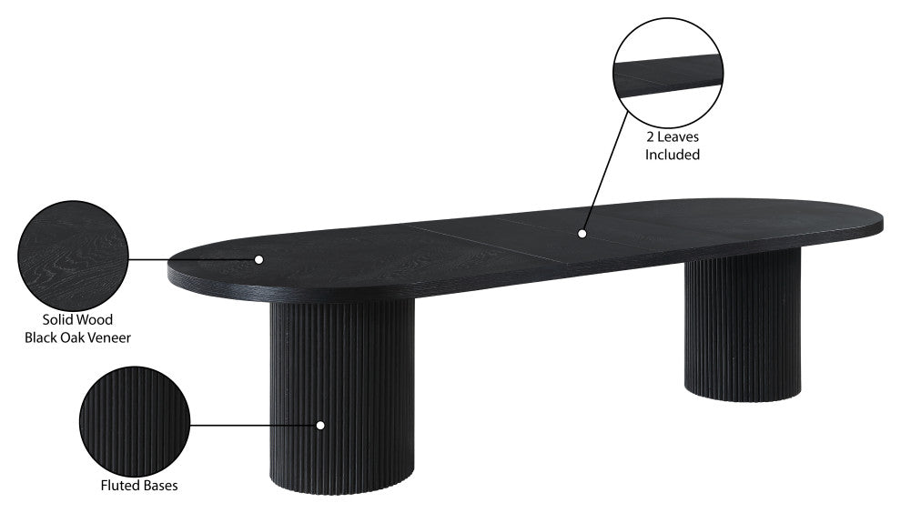 Belinda Oak Wood Dining Table, Black
