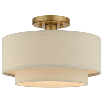 Bellingham 1-Light Antique Gold Leaf Medium Semi-Flush