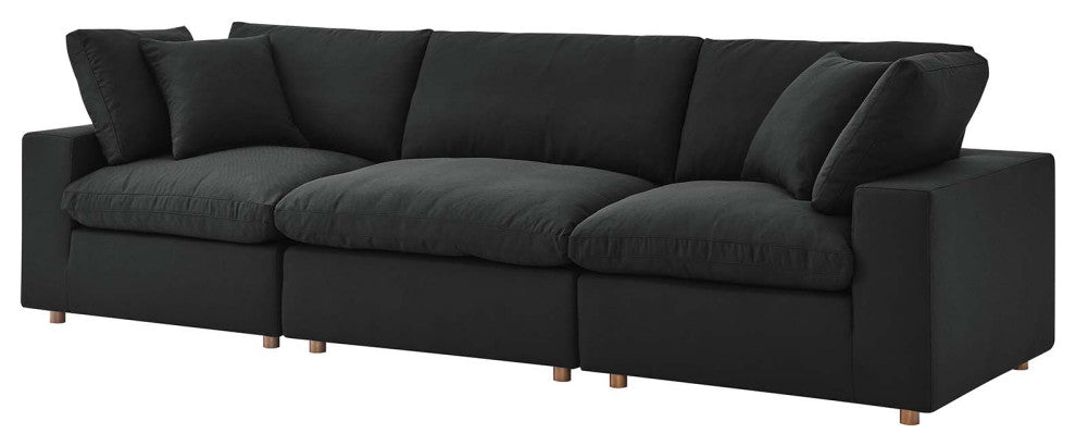 Modular Deep Sofa, Black, Fabric, Modern, Lounge Cafe Hotel Lobby Hospitality