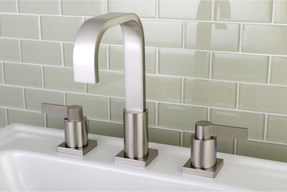 Fauceture Widespread Bathroom Faucet With Retail Pop-Up, Brushed Nickel