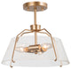 Modern 3-light Semi Flush Mount Gold Drum Ceiling Light Hollow Glass Shade
