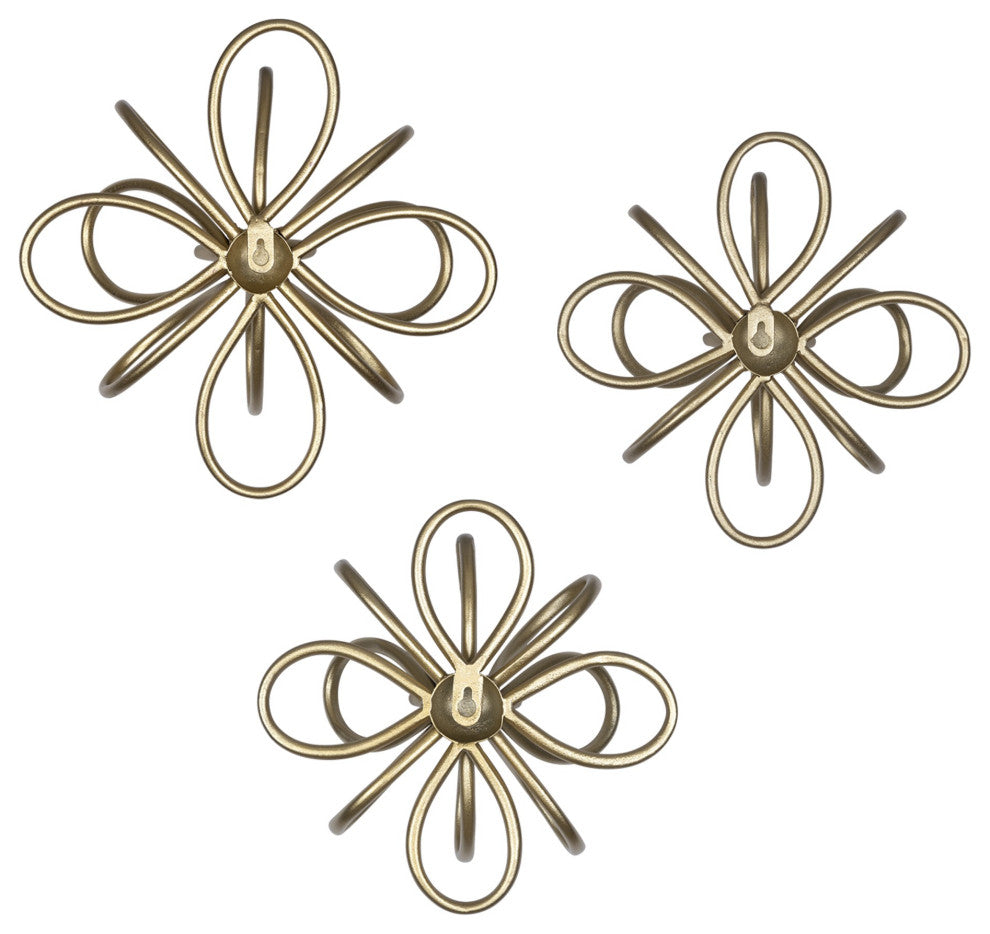 Set of Three Gold Metallic Starburst Wall D"cor