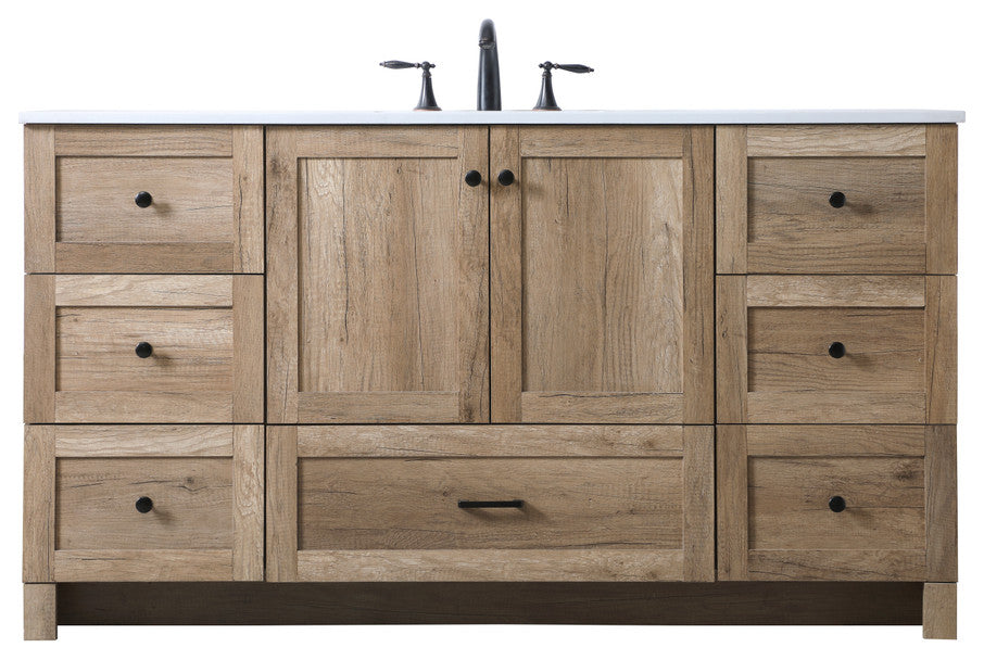 Home Living 60" SIngle Bathroom Vanity, Natural Oak